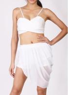 Rosewe Chic Solid White Strappy Bra And Middle Waist Skirt