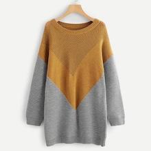 Shein Plus Color-block Round Neck Knit Dress