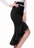 Rosewe Ol Style Black Mid Calf Skirt With Belt
