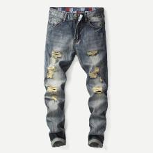 Shein Men Rolled Hem Old Destroyed Jeans