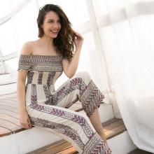 Shein Off Shoulder Pleated Floral Jumpsuit