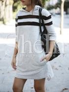 Shein Grey Hooded Color Block Side Slit Dress