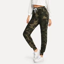 Shein Drawstring Waist Camo Pants