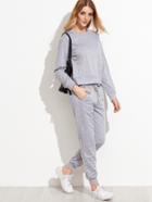 Shein Grey Slit Side High Low Top With Pants