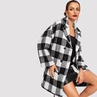 Shein Notched Collar Gingham Coat