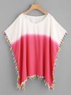 Shein Color Block Tassel Trim Beach Kaftan
