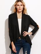 Shein Black Elbow Patch Drape Front Asymmetric Coat