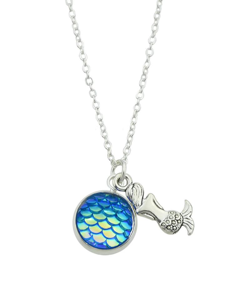 Shein Blue Color Cute Simple Colorful Multicolored Fish Necklace