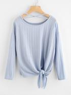 Shein Drop Shoulder Criss Cross Knotted Hem Tee