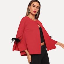 Shein Bow Detail Textured Coat