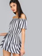 Shein Off Shoulder Mixed Stripe Romper