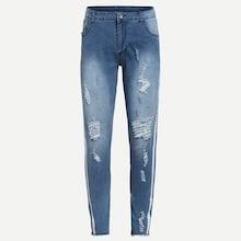 Shein Men Ripped Striped Side Jeans