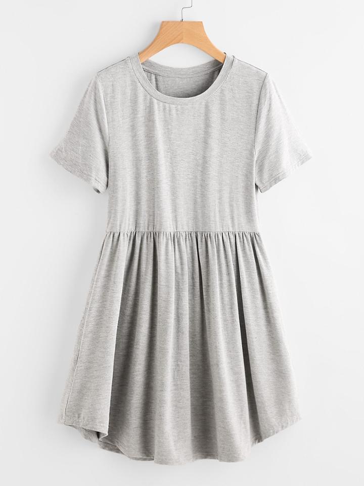 Shein Heather Knit Curved Hem Smock Tee Dress