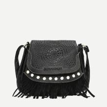Shein Studded Detail Fringe Saddle Bag