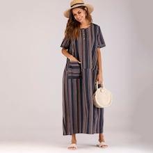 Shein Striped Pocket Longline Dress
