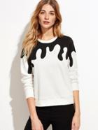 Shein White Contrast Ink Drop Print Sweatshirt