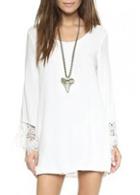 Rosewe Charming Long Sleeve White Straight Dress With Lace