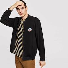 Shein Men Zip Up Pocket Letter Jacket