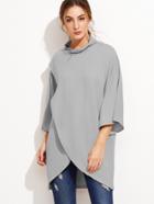 Shein Grey High Neck Wrap Blouse
