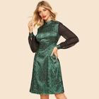 Shein Contrast Balloon Sleeve Jacquard Dress