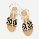 Shein Geometric Pattern Toe Post Flat Sandals