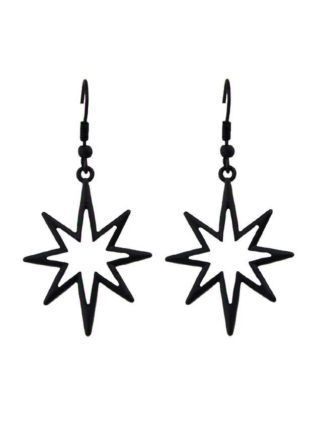 Shein Black Geometric Star Drop Earrings For Women