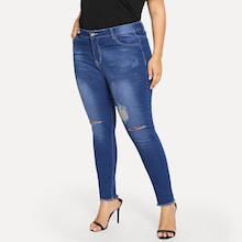 Shein Plus Bleached Dye Ripped Skinny Jeans