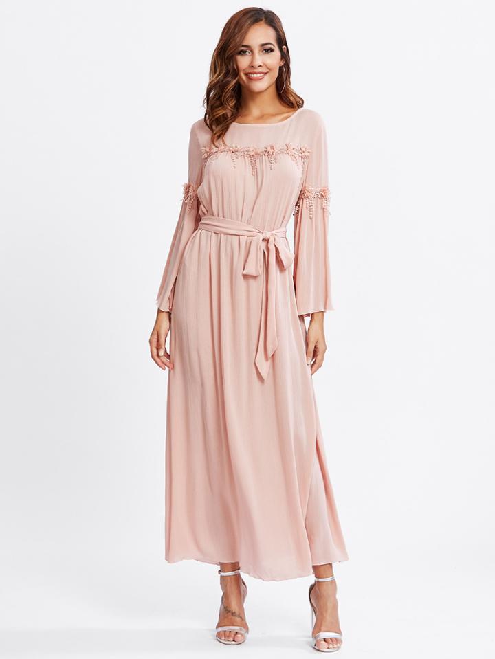 Shein Flower Applique Detail Hijab Evening Dress