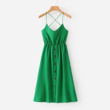 Shein Criss Cross Open Back Dress