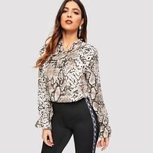 Shein Tie Neck Snake Pattern Top