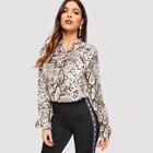 Shein Tie Neck Snake Pattern Top