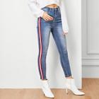 Shein Bleach-dye Stripe Side Jeans
