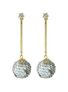 Shein Silver Metal Ball Long Drop Earrings For Women
