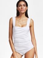 Shein White Ruched Detail One-piece Swimwear