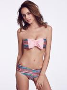 Shein Tribal Geometry Print Pink Bow Bandeau Bikini Sets