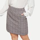 Shein Plus Zip Back Tweed Skirt