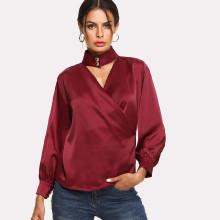 Shein Surplice Wrap Choker Shirt
