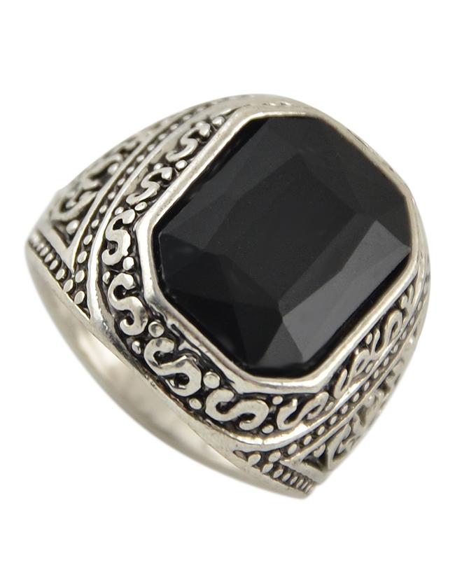 Shein Black Square Big Stone Ring