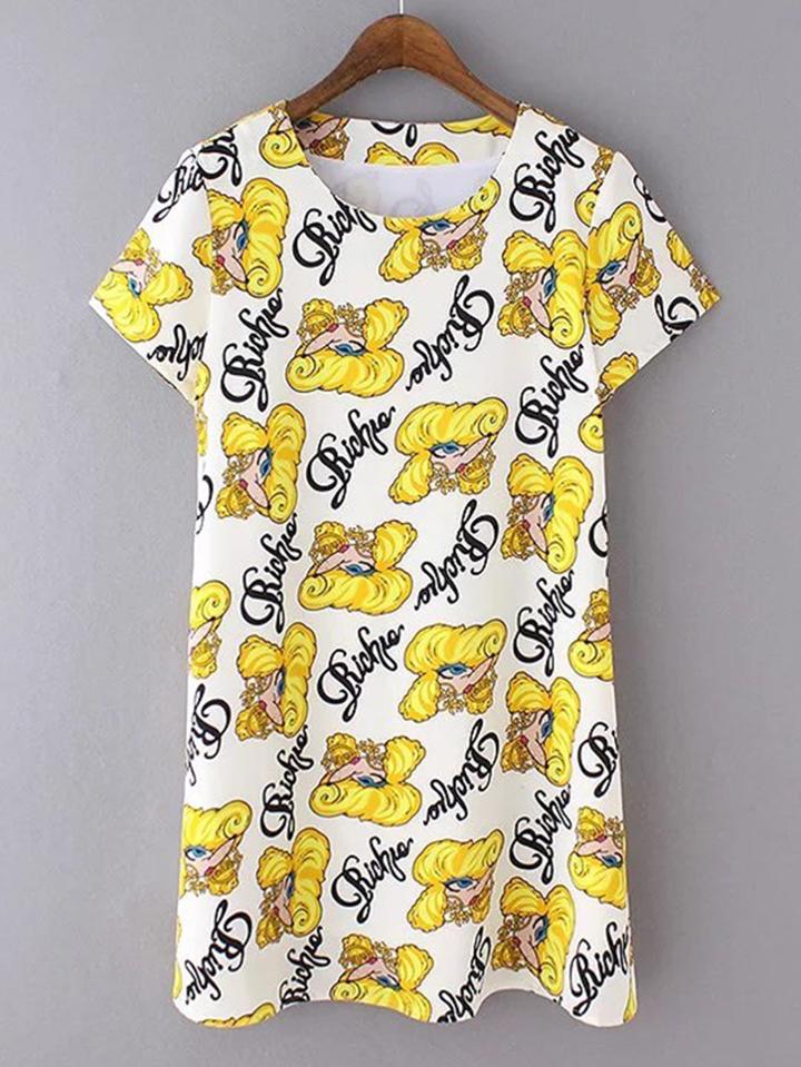 Shein Cartoon Print Tee Dress