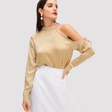 Shein Asymmetric Shoulder Solid Top