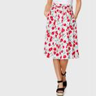 Shein Cherry Print Boxed Pleated Knot Skirt