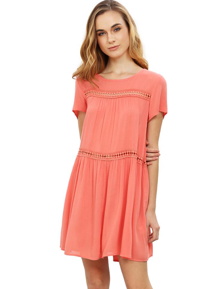 Shein Pink Short Sleeve Shift Dress