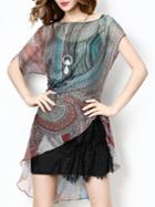 Shein Multicolor Two-piece Print Asymmetric Dress