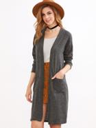 Shein Dark Grey Drop Shoulder Open Front Cardigan
