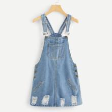 Shein Ripped Denim Overall Dresss