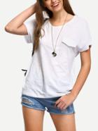 Shein White Pocket T-shirt