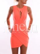 Shein Orange Sleeveless Bodycon Dress