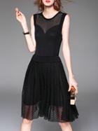Shein Black Sheer Mesh A-line Dress