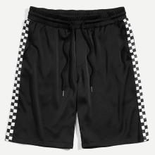 Shein Men Checked Panel Drawstring Waist Shorts