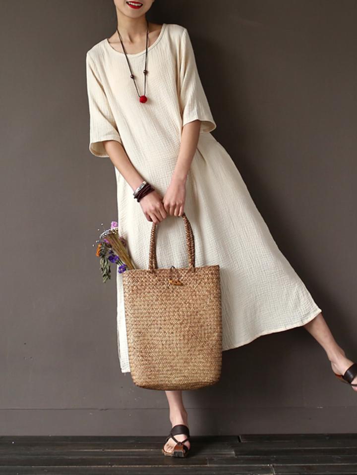 Shein Eblow Sleeve Crinkle Dress